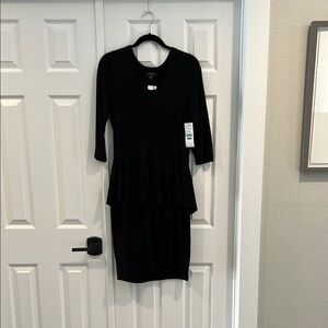 Karen Kane Black Sheath Dress 3/4 Sleeve Crew Neck